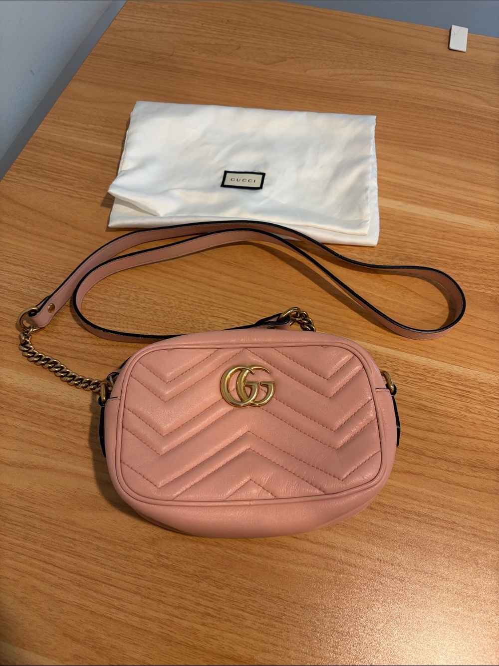 Gucci Pink Chevron Marmont Mini Camera shoulder bag